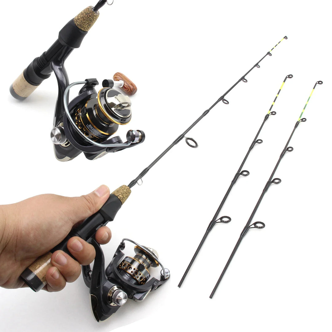 60cm Ice Fishing Rod With Reel Portable Light Folded Pole Carbon Fiber River Shrimp