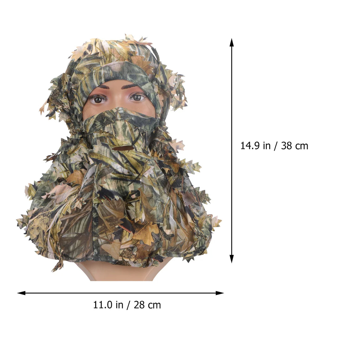 Camouflage Hunting Supplies Gear Training Headgear with 3D Leaves Outdoor