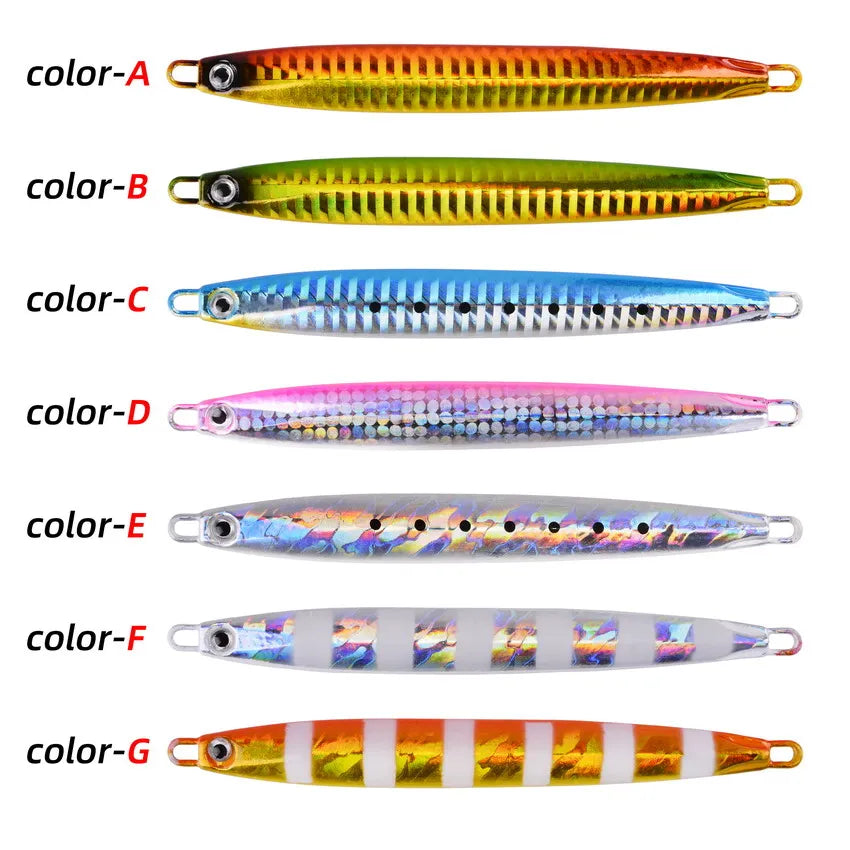 1Pc Long Metal Jig Fishing Lure Slow Cast Jigging Spoon 10G 20G 30G 40G SeaBass Lure