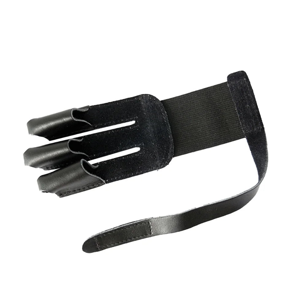 Practical Three Fingers Protective Gear Cowhide Glove for Recurve Hunting Archery