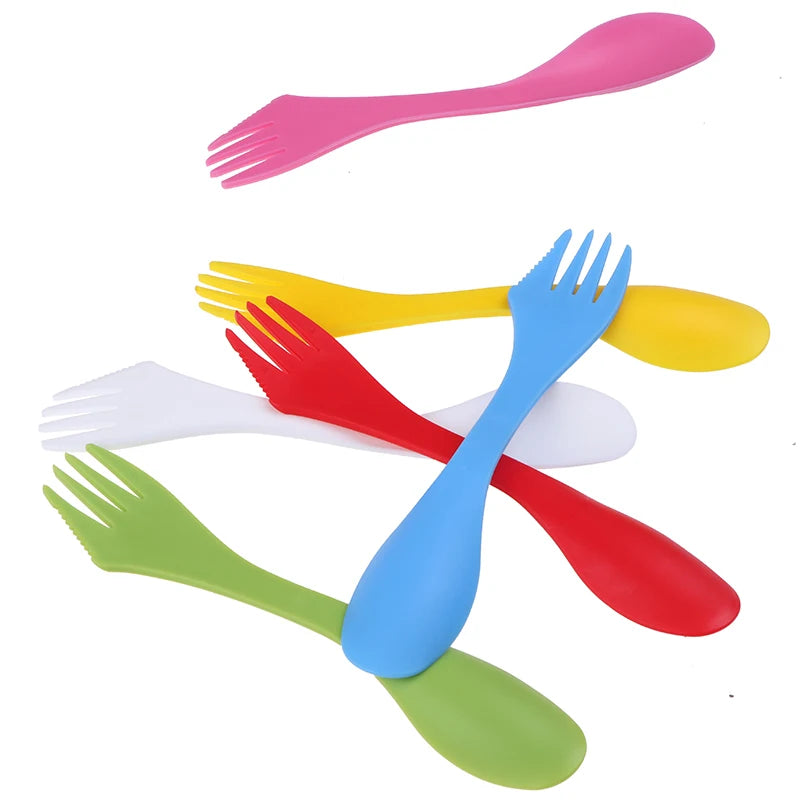 3 In 1 Utensils Plastic Spork Combo Travelling Gadget Cutlery Tableware Spoon Fork Cutter