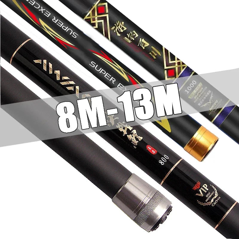 8M/9M/10M/11M/12M/13M Super Light long Hard Carbon Fiber Hand Fishing Rod high quality Telescopic Fishing Pole Stream