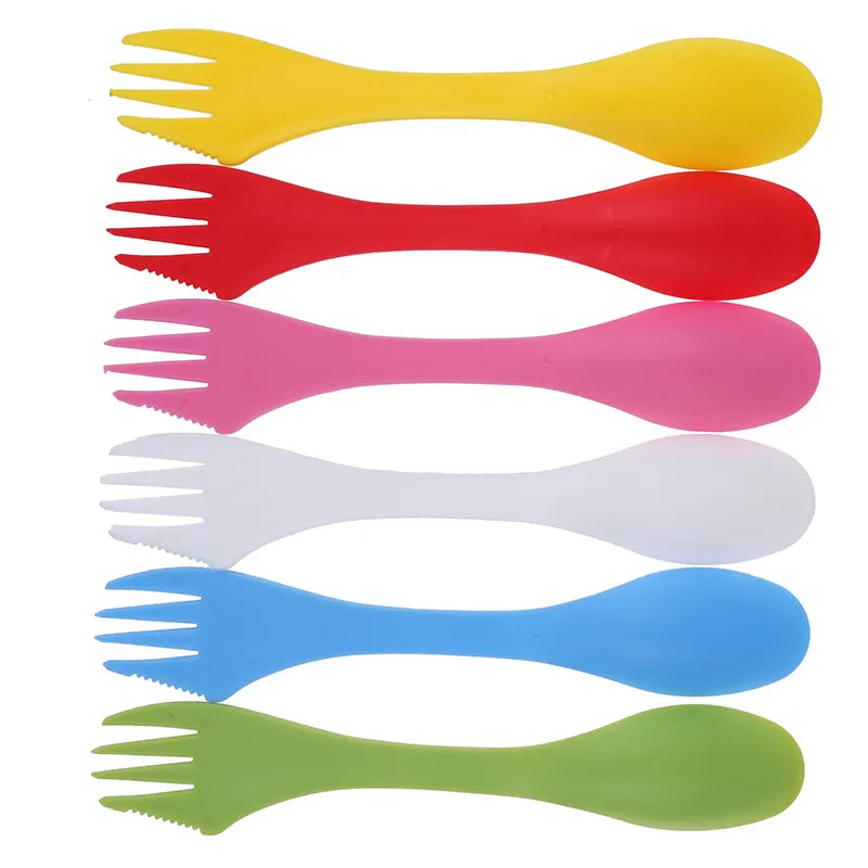 3 In 1 Utensils Plastic Spork Combo Travelling Gadget Cutlery Tableware Spoon Fork Cutter