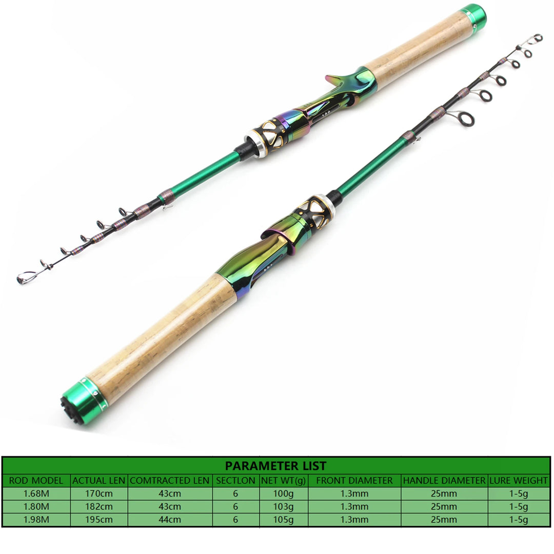 1.8M 1.98M Carbon MINI Ultra Light ul Power Telescopic Fishing Rod Casting Spinning