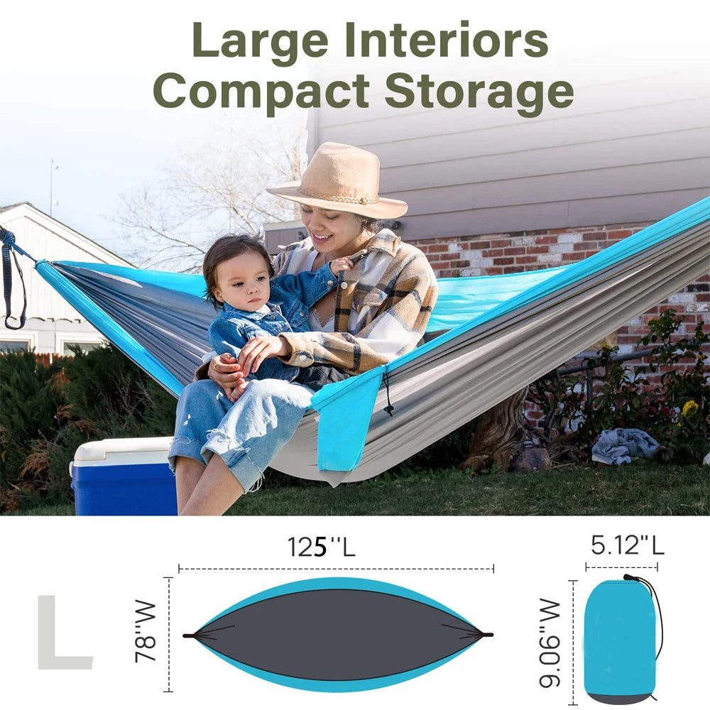 Lightweight Large Hammock 2 to 3 Person 125x78inch Parachute 210T Nylon Hammock For Outdoor Travel Camping Survival Beach Yard