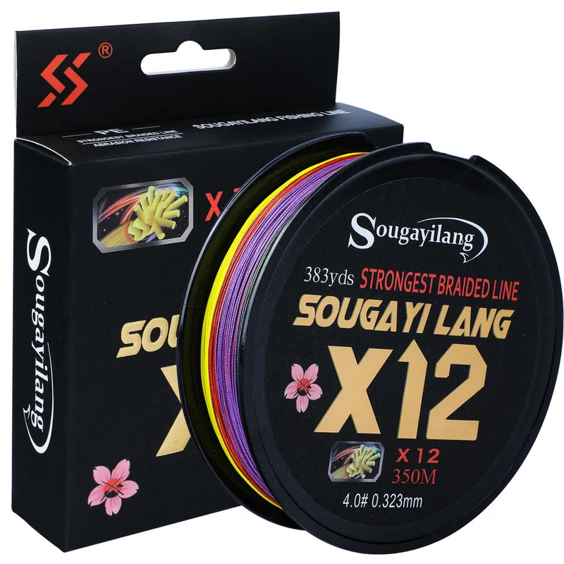 Sougayilang PE Braid Fishing Line 12 Strands PE Abrasion Resistant Fishing Wire