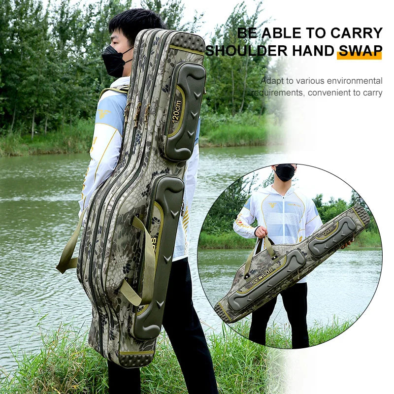 Outdoor Sports Fishing Rod Bag Large Capacity 2/3/4 Layers 120CM-130CM Fishing