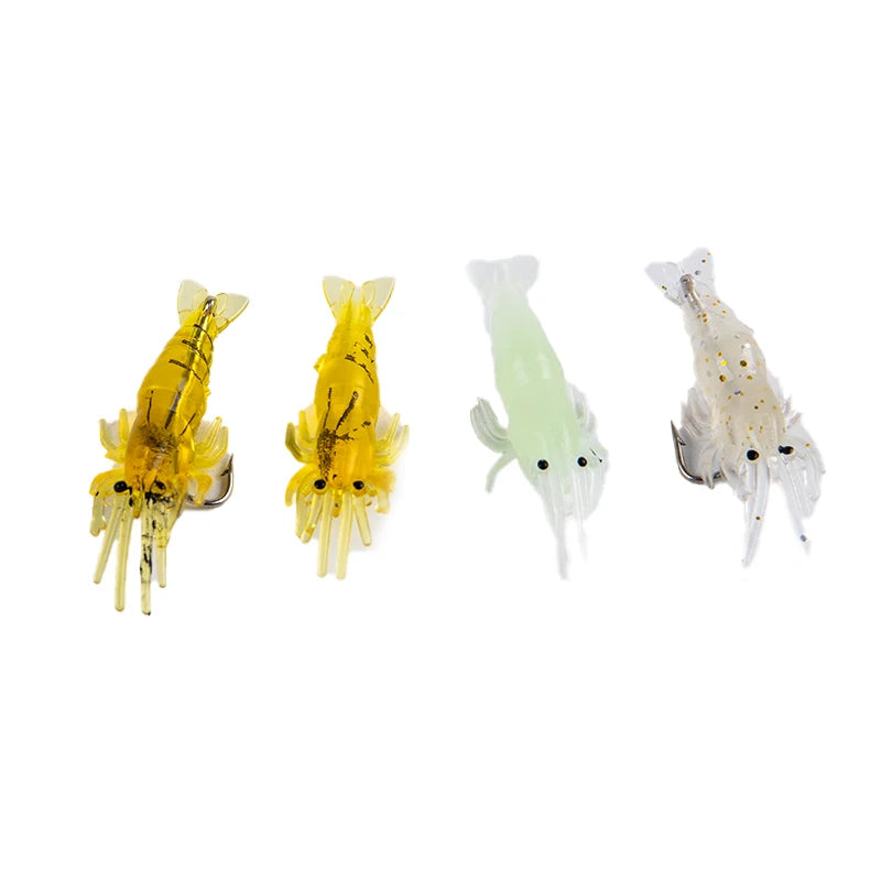 10 x 4cm Artificial Shrimp Soft Bait Fake Lures Bionic Shrimp Worm For Fishing Bait Hook