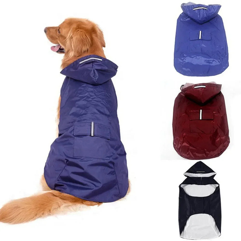 Dog Raincoat Waterproof Hoodie Jacket Rain Poncho Pet Rainwear Clothes with Reflective