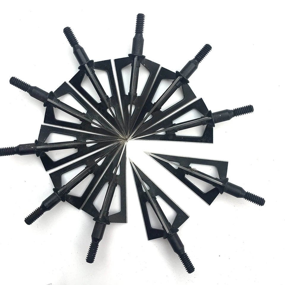 3/6/12/24/60pcs Broadheads Hunting 3 Blades Arrowheads Black Tip Steel For Bow And Crossbow Arrow Head Stainless Steel