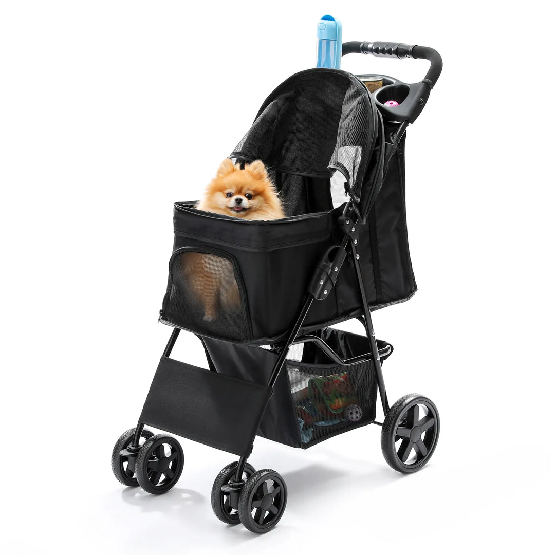 Foldable Pet Stroller Portable Dog Cat Trolley Breathable Carrier for Dog Kitten Travel