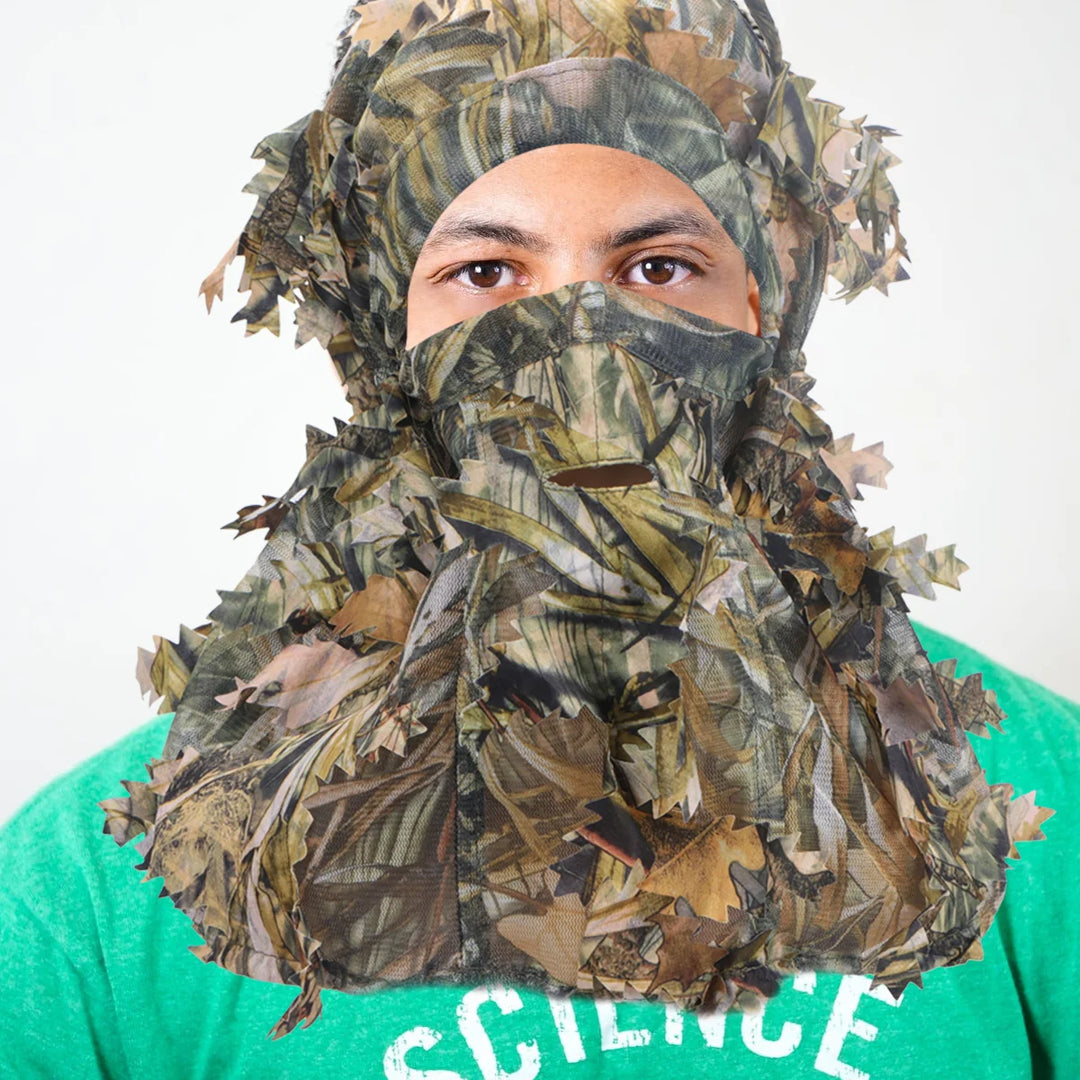 Camouflage Hunting Supplies Gear Training Headgear with 3D Leaves Outdoor