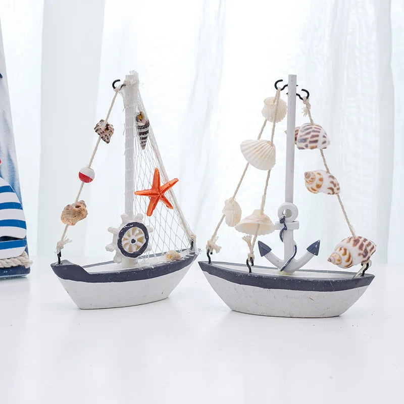 Nautical Sailboat Model Room Home Decoration Figurines Miniatures Mediterranean Style