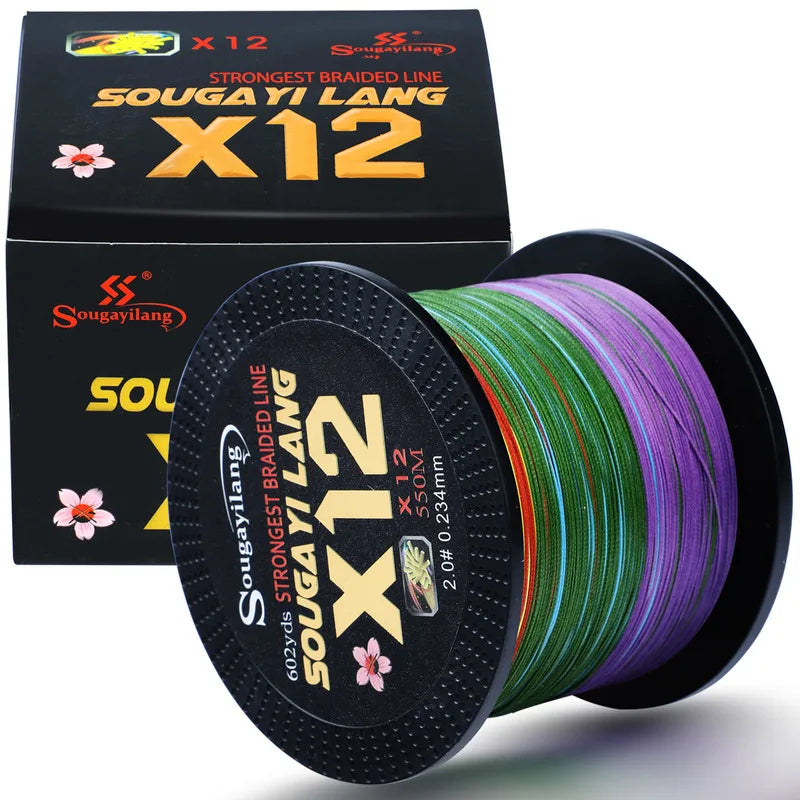 Sougayilang PE Braid Fishing Line 12 Strands PE Abrasion Resistant Fishing Wire