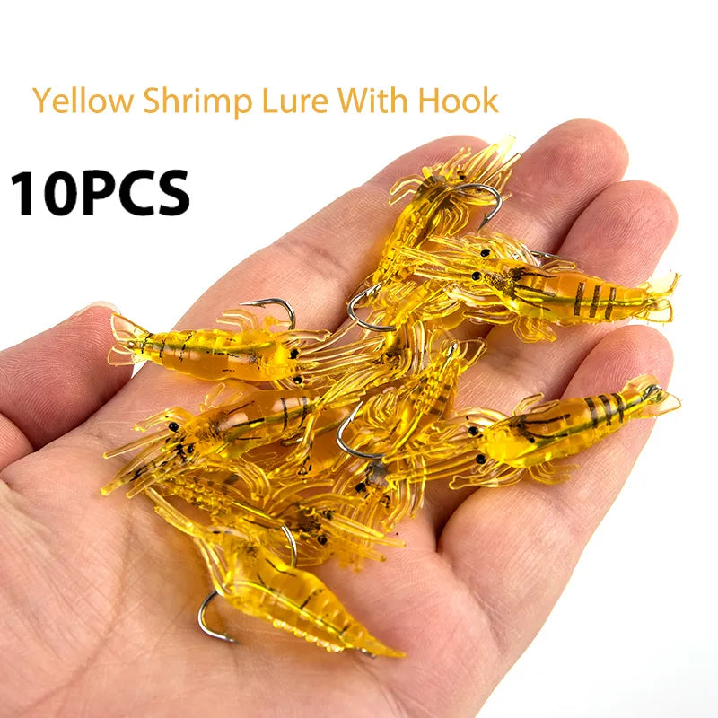 10 x 4cm Artificial Shrimp Soft Bait Fake Lures Bionic Shrimp Worm For Fishing Bait Hook