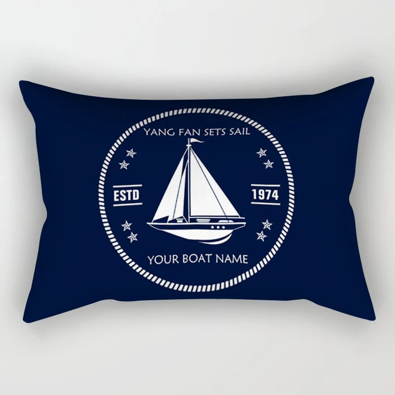 Blue Nautical Decoration Compass Sailing Lumbar Pillow Cover 30*50 Sofa Cushion