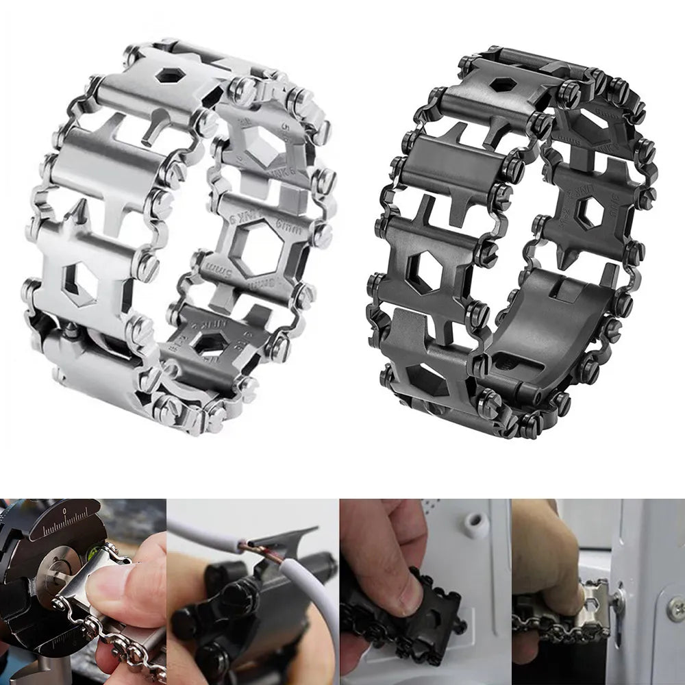 Tread Bracelet Multifunction Tool Bracelet Stainless Steel Bolt Driver Tools Kit For Outdoor