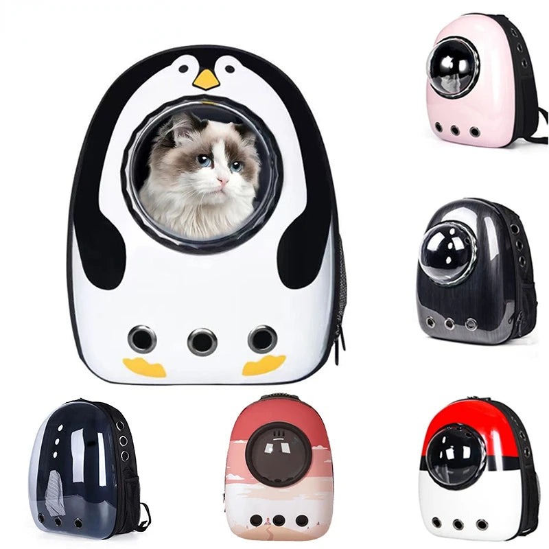 Pet Cat Backpack Breathable Cat Outdoor Travel Carrier Bag Space Capsule Cage Portable