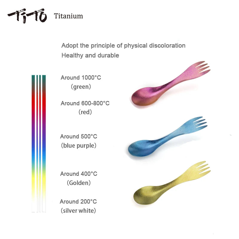 TiTo Titanium Spork Spoon Ultralight Cookware Portable for Outdoor Camping Picnic