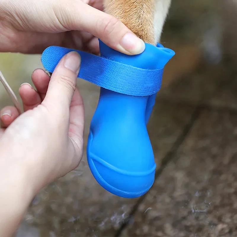 4Pcs Pet WaterProof Rainshoe Anti-slip Rubber Boot For Small Medium Large Dogs Cats