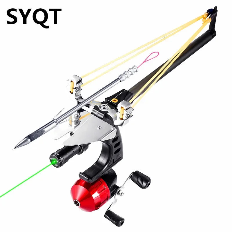 Hunting Fish Straight Rod Precision Telescopic Catapult Slingshot Green Laser Fishing Reel High Power Shooting Fishing Slingshot