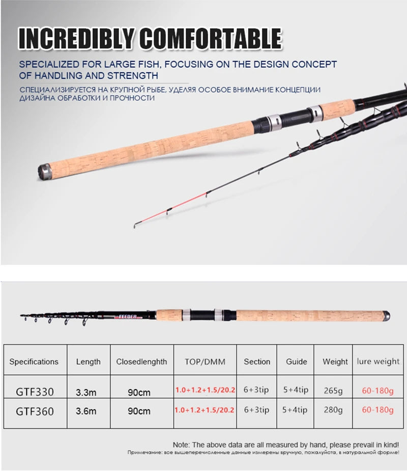 BIGBIGWORLD Feeder FIshing Rod Telescopic Spinning Casting Travel Rod