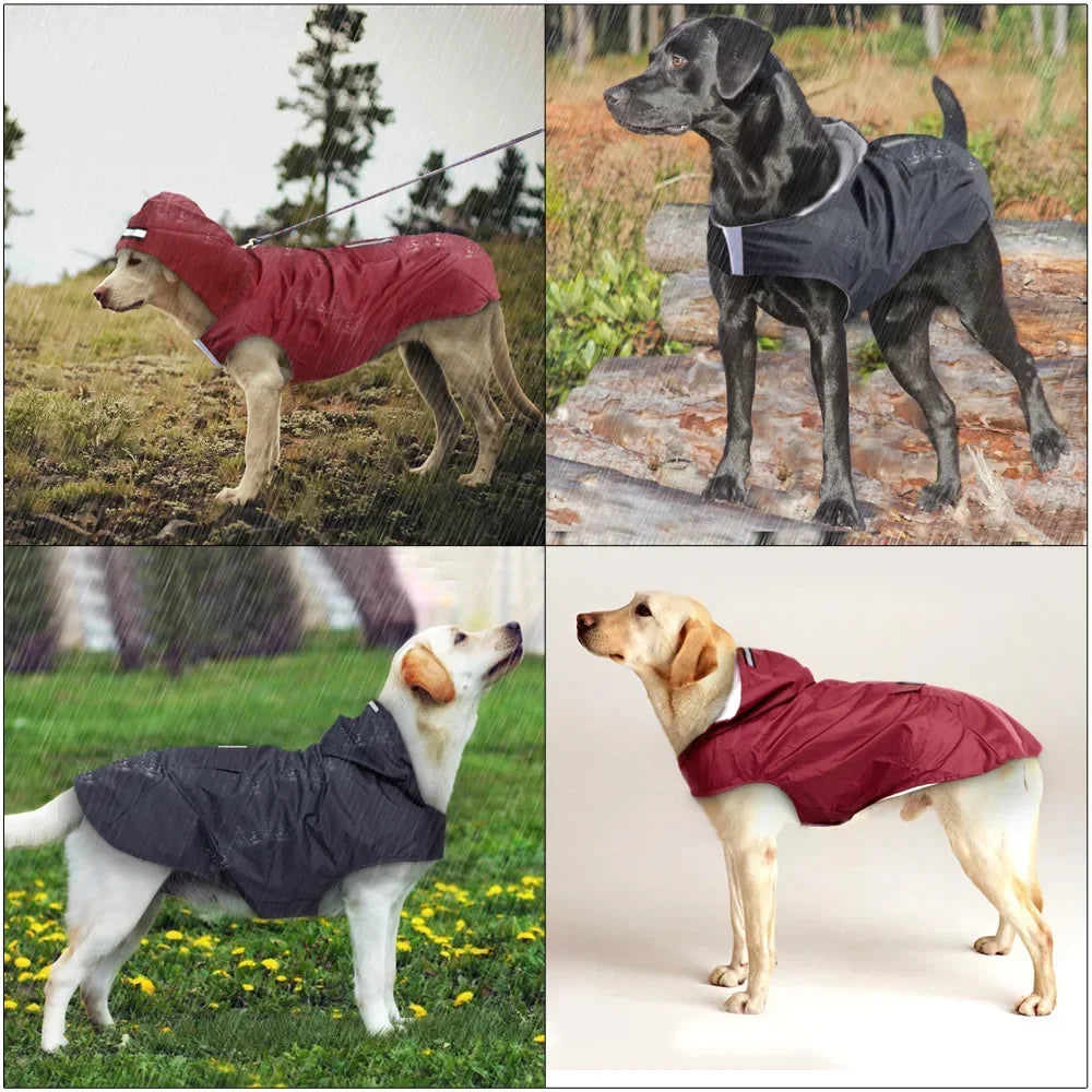 Dog Raincoat Waterproof Hoodie Jacket Rain Poncho Pet Rainwear Clothes with Reflective