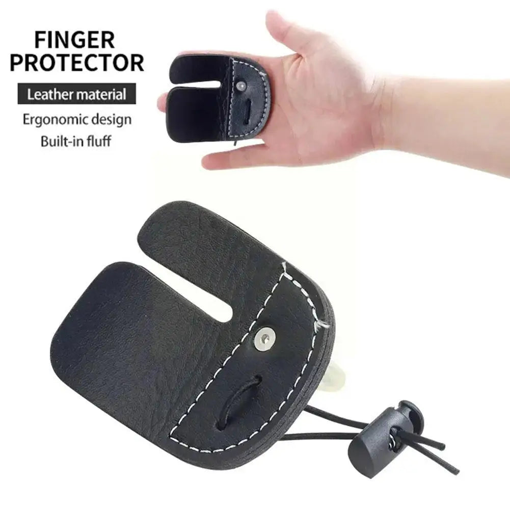 Leather Archery Finger Guard Pad Glove Tab Hunting Training Guard Shooting Hand