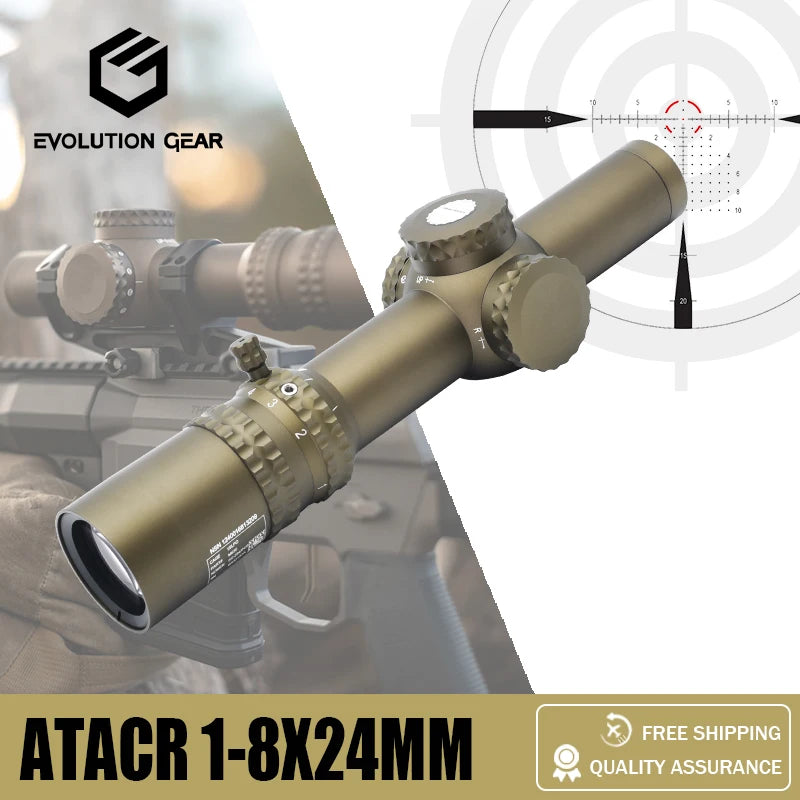 Evolution Gear Tactical ATACR 1-8X24mm FFP LPVO Mil Spec Ver.FDE Rifle Hunting Sight