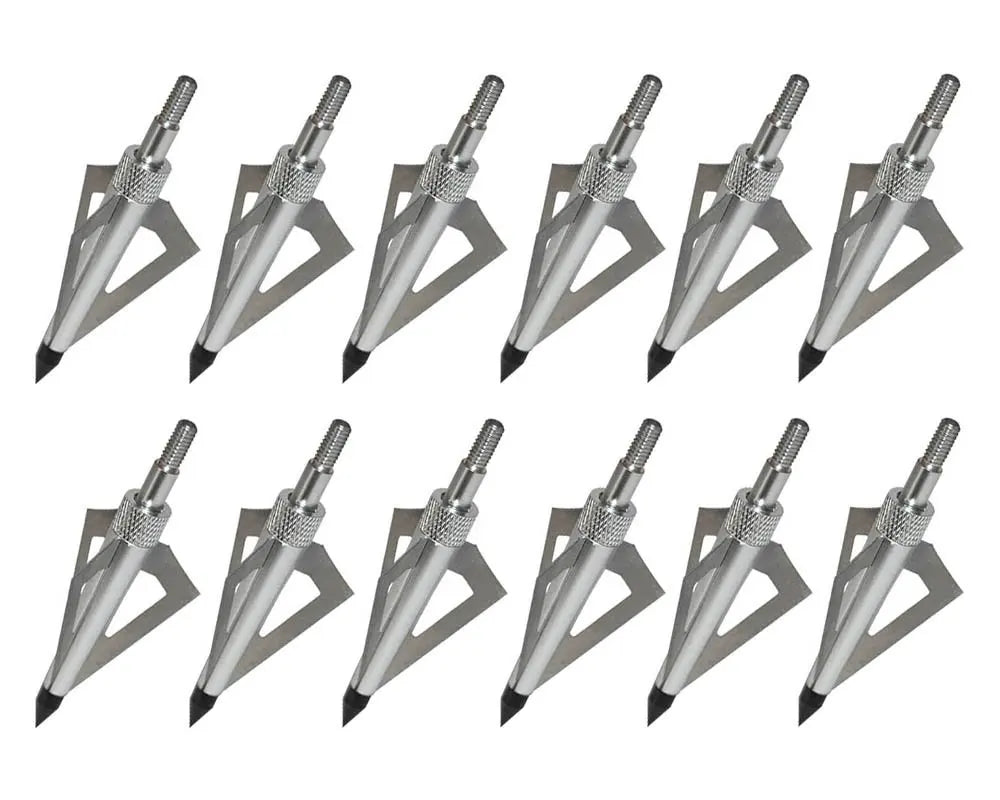 6/12/24 Pack 125 Grain 3 Fixed Blade Hunting Broadheads Archery Arrow Hunting Points Metal Tips for Compound Bow and Crossbow