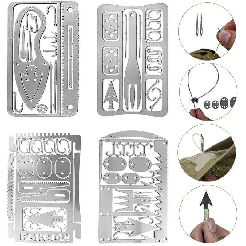 Outdoor Survival Tool Card Stainless Hunting Fishing Cards Camping Supply Multifunctional