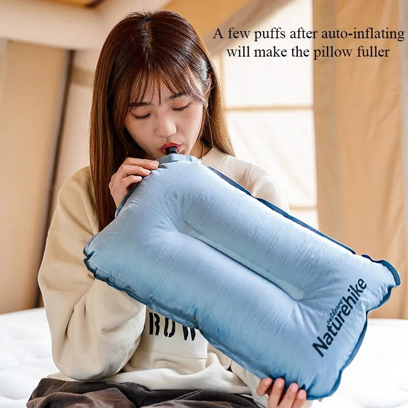 Naturehike Camping Automatic Inflatable Pillow Ultralight Silent Foam Self Inflating Sleeping Pillow Hiking Travel Air Pillow