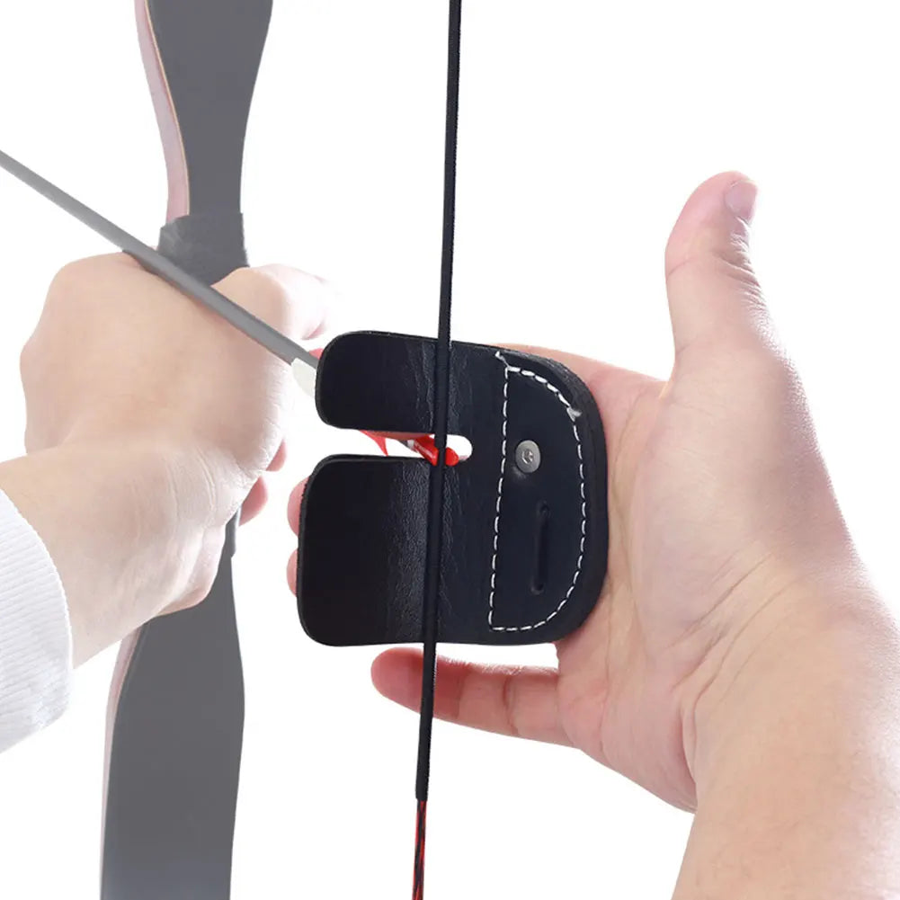 Cow Leather Archery Finger Guard Protection Pad Glove Tab Bow Shooting Hand Guard