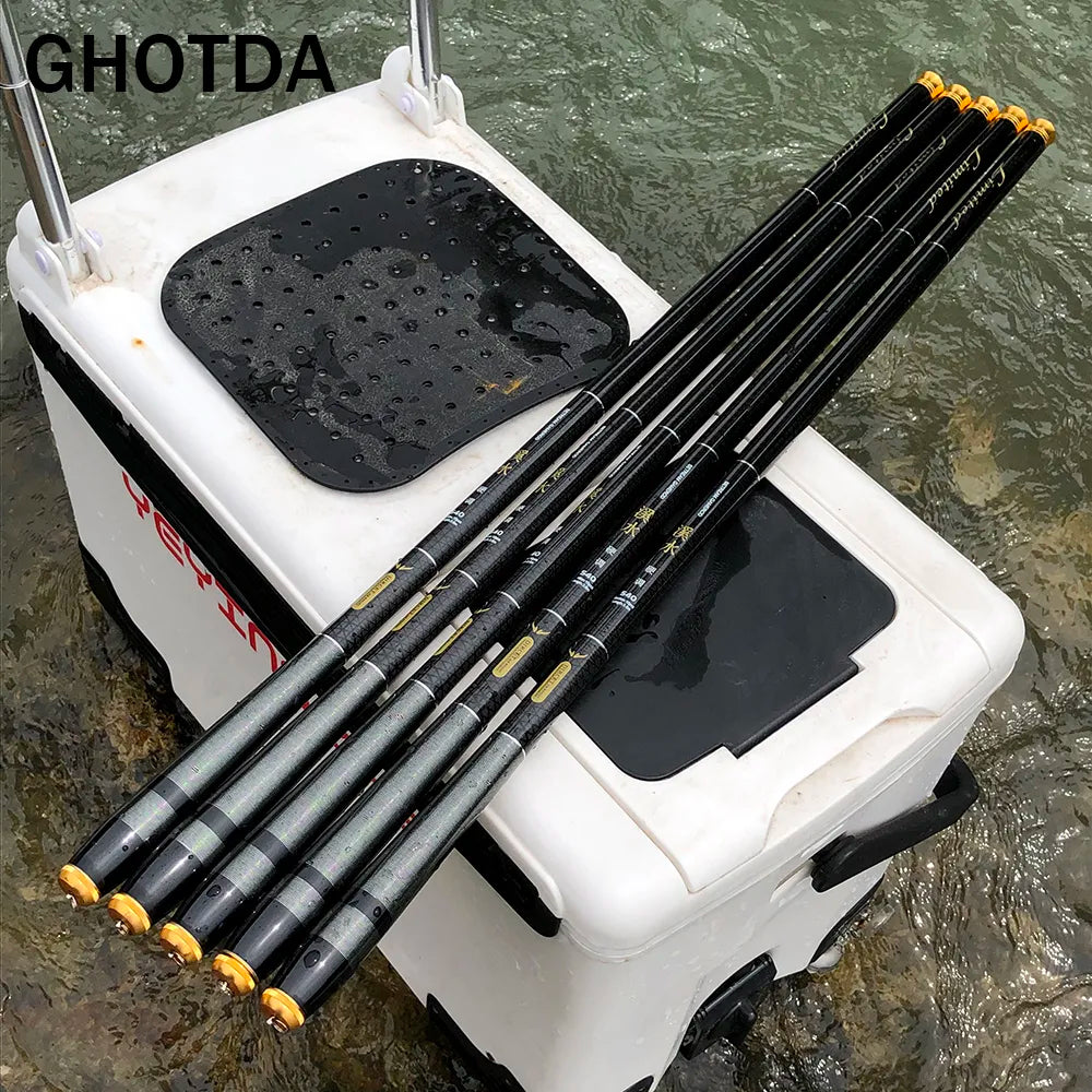 3.6M 4.5M 5.4M 6.3M 7.2M Telescopic Fishing Stream Rod Lake Hand Pole Carp Feeder