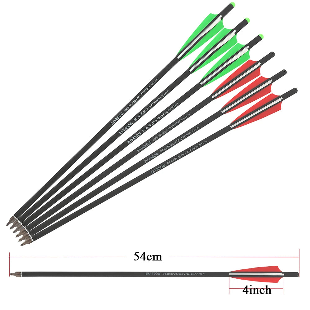 6/12pcs Carbon Crossbow Bolts 16/17/18/20/22" Archery OD 8.8mm Crossbow Arrow Rubber Feather for Hunting Shooting Accessories