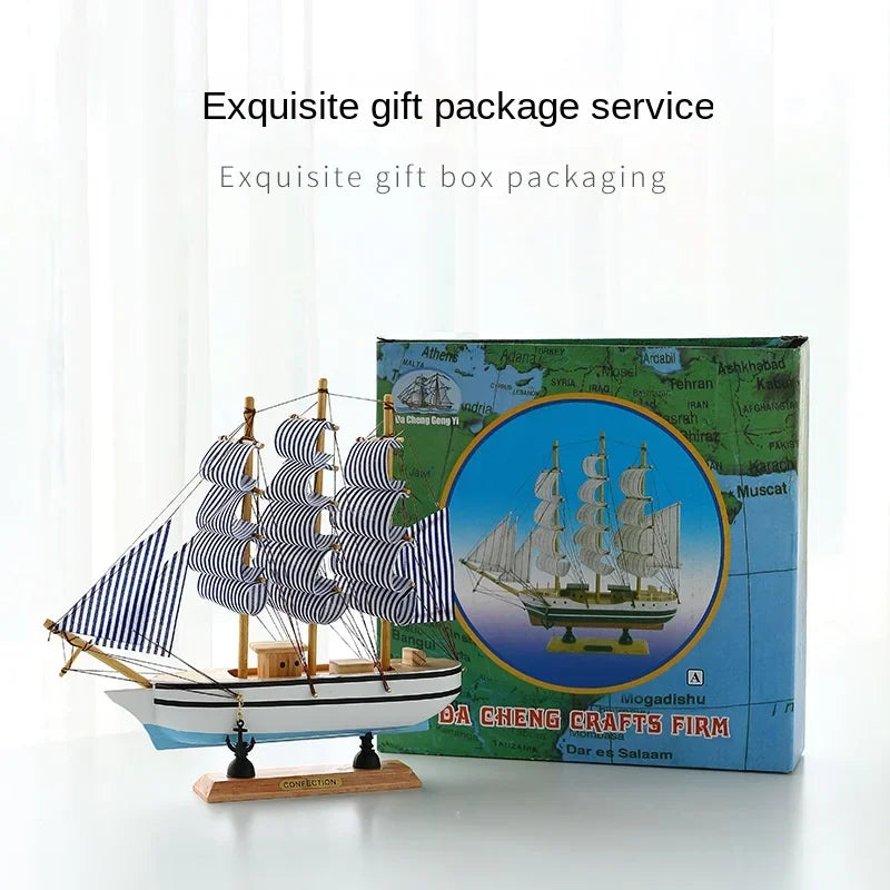 Mediterranean Wooden Sailing Ship Model Handmade Home Decoration, Entrance Living