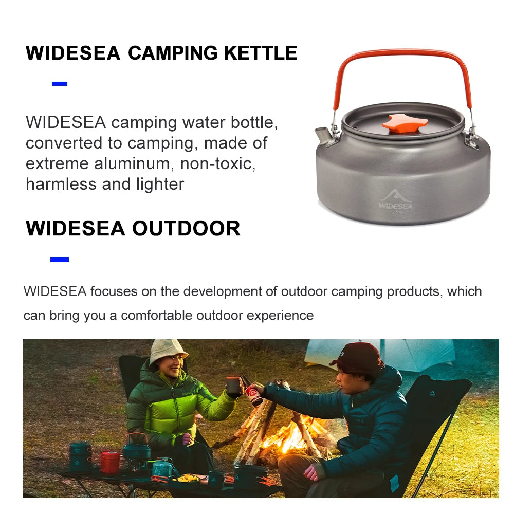 Widesea 1.1L 2L1.5L Camping Water Kettle Outdoor Coffee Kettle Tableware Picnic Set