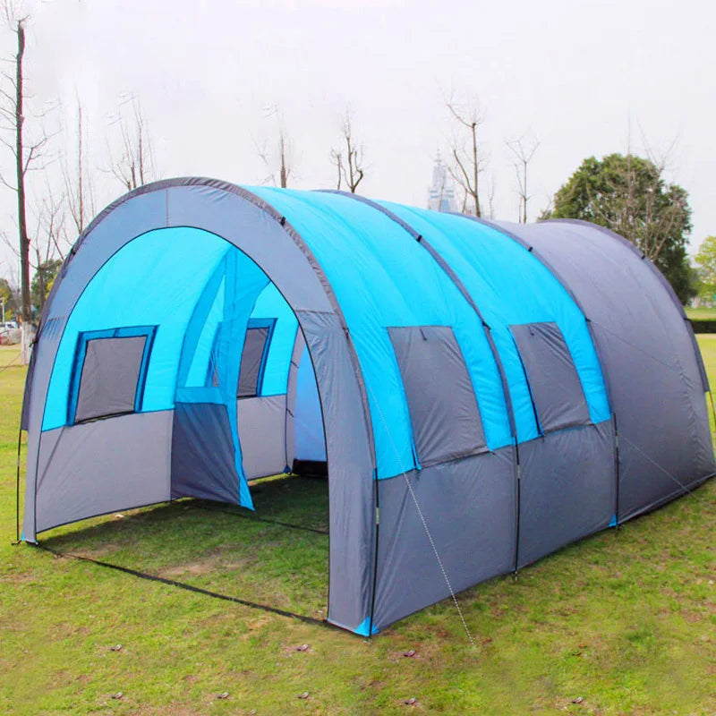 Doule Layer Tunnel Tent 5-10 person Outdoor Camping Family Tent Tourist House