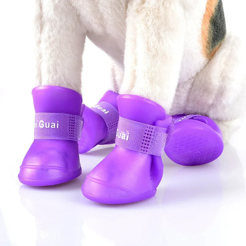 4Pcs Pet WaterProof Rainshoe Anti-slip Rubber Boot For Small Medium Large Dogs Cats