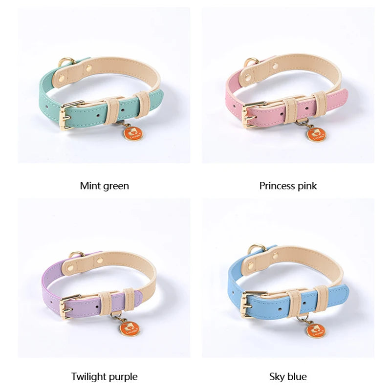 PU Leather Dog Collar Luxury Collars Adjustable for Small Medium Dogs Pet Outdoor