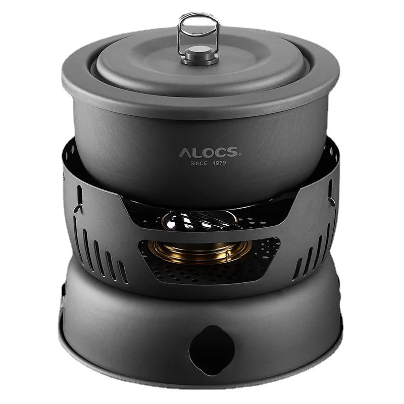 Alocs Outdoor Camping Portable Cooking Set Cookware 2 Person CW-C05 Alcohol Stove