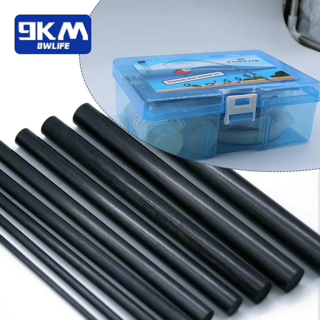 Fishing Rod Repair Kit Complete with Epoxy,10pcs Carbon Fiber Sticks Pole Building Kit, AB Glue, Wrapping Thread for Saltwater