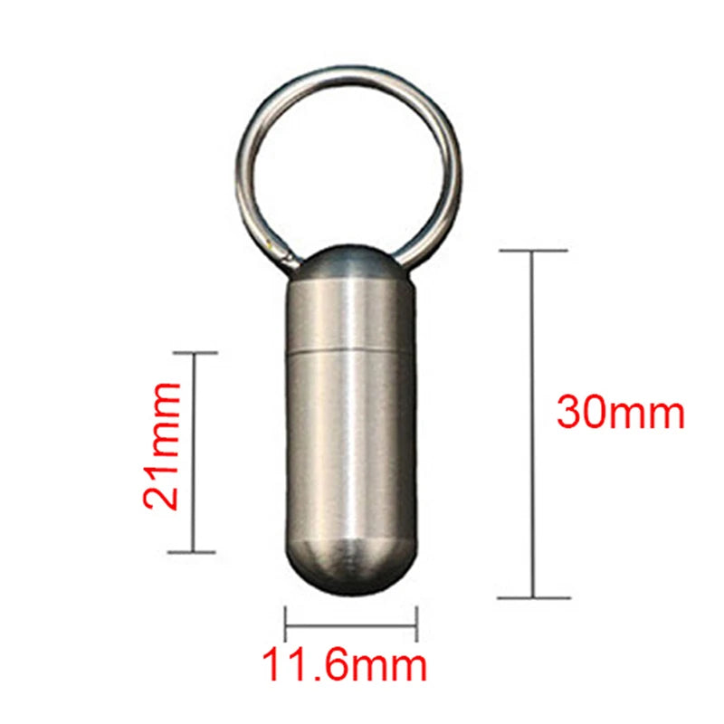 Portable Mini Stainless Steel Sealed Capsule Waterproof Pill Box Camping Firstaid Pendant