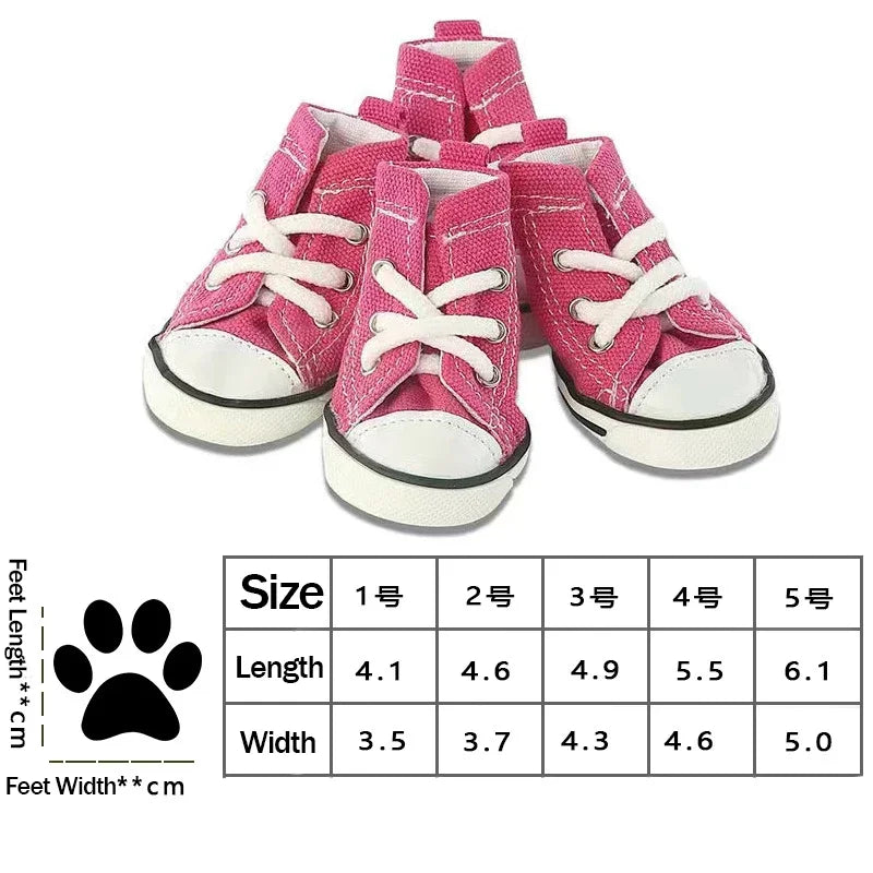 A Pair Cute Pet Anti-skid Shoes Dog Shoes Denim Canvas Covers For Dogs And Cats