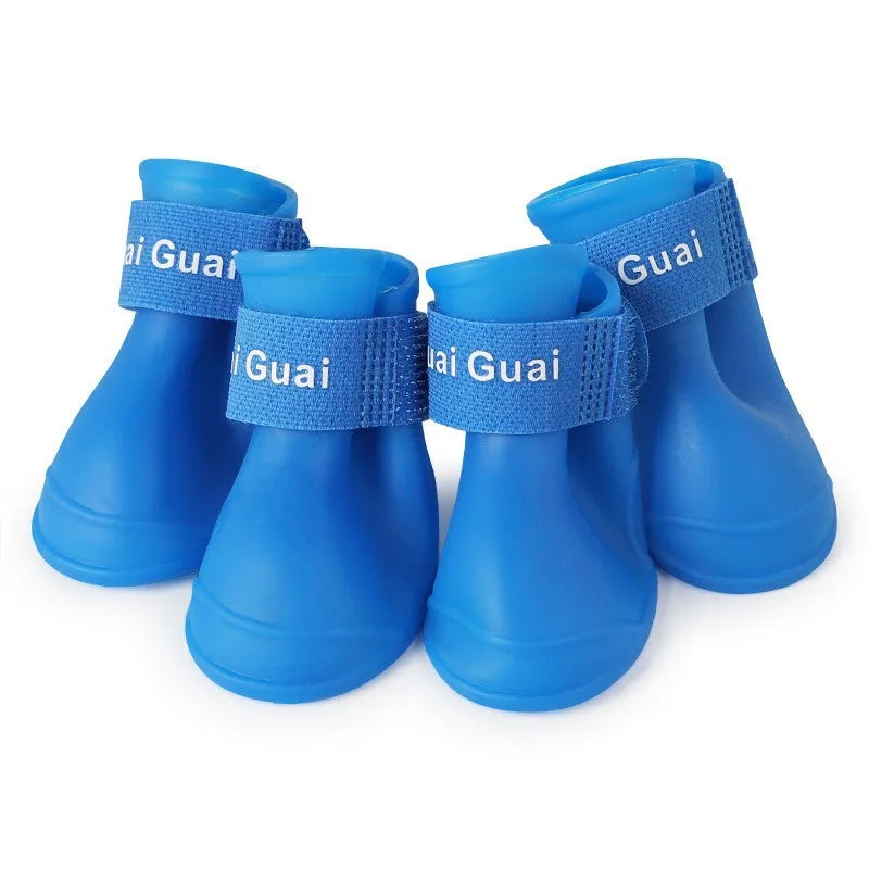 4Pcs Pet WaterProof Rainshoe Anti-slip Rubber Boot For Small Medium Large Dogs Cats