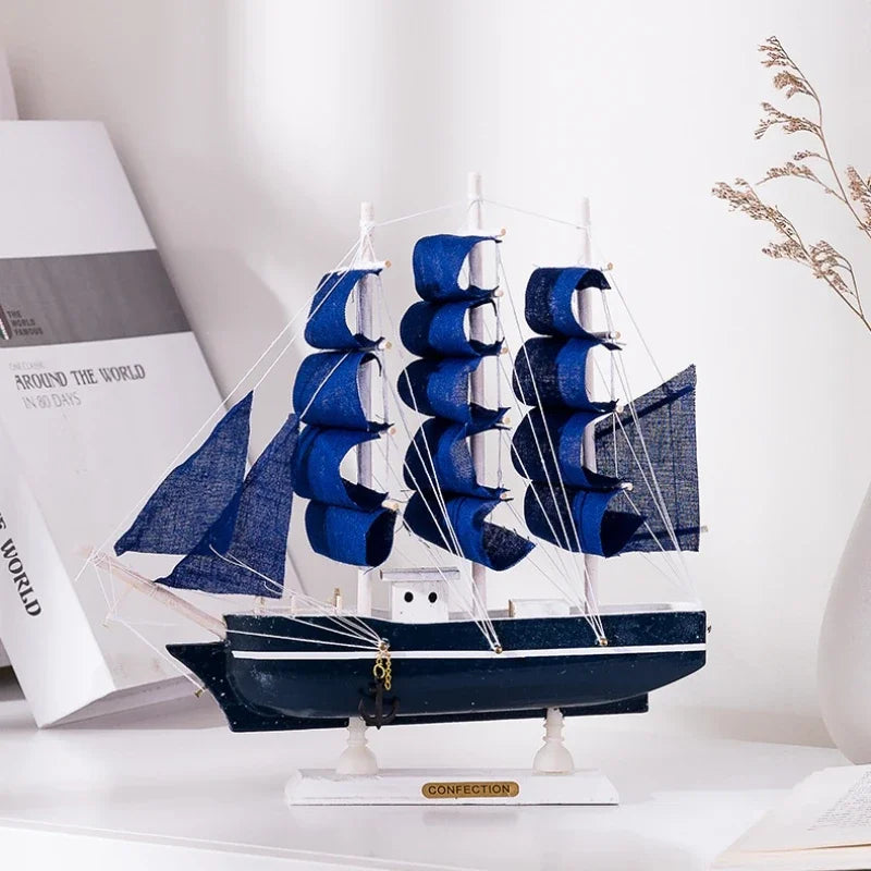 Mediterranean Wooden Sailing Ship Model Handmade Home Decoration, Entrance Living