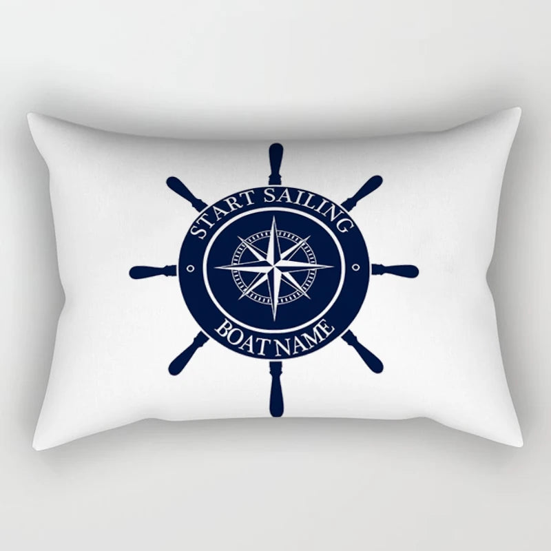 Blue Nautical Decoration Compass Sailing Lumbar Pillow Cover 30*50 Sofa Cushion