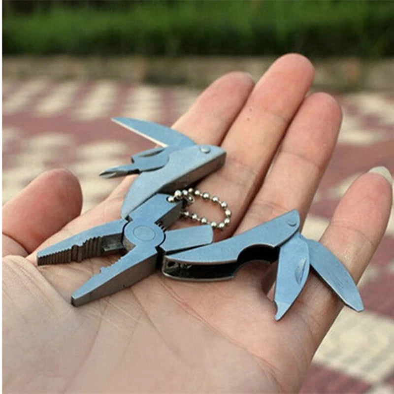 Portable Multifunction Folding Plier,Stainless Steel Foldaway Knife Keychain Screwdriver