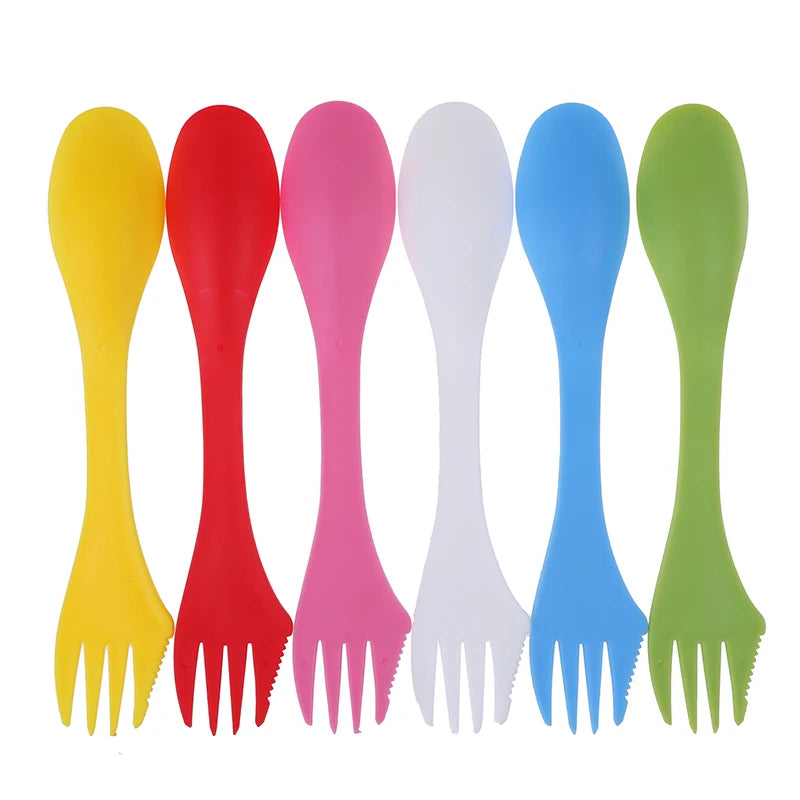 3 In 1 Utensils Plastic Spork Combo Travelling Gadget Cutlery Tableware Spoon Fork Cutter