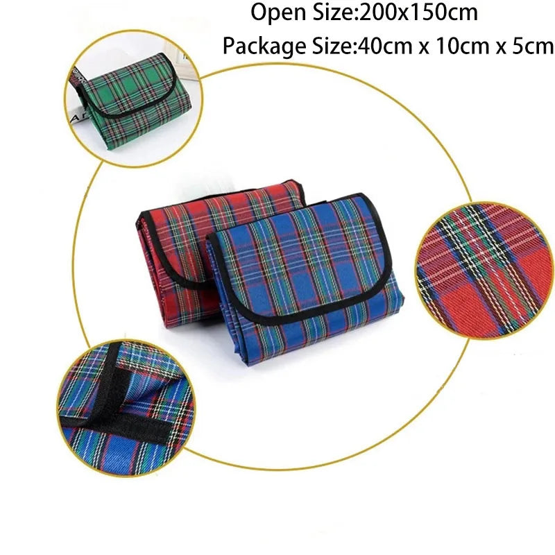 Vilead Folding Waterproof Picnic Mat Lightweight Cushion with Moisture-proof Plaided